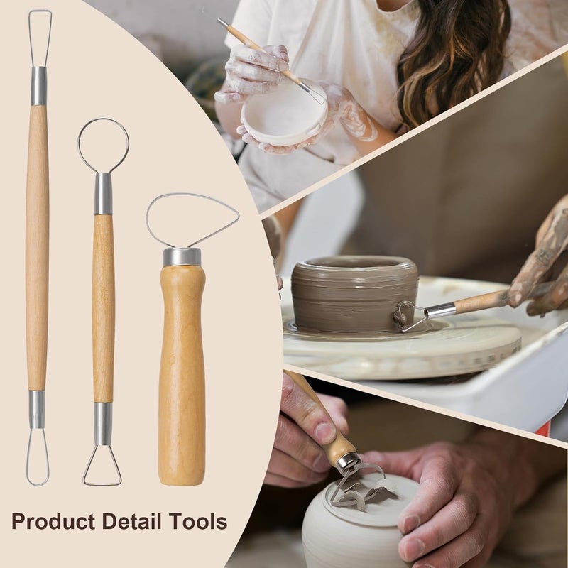 Amrules Clay Tools Kit, 43 PCS Pottery Tools, Practical Polymer Clay Sculpting Tools Kit, Air Dry Clay Tools Set for Beginner, Adults, Pottery Craft, Carving, Drawing, Molding, Modeling, Shaping - Image 4